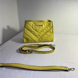 Adrienne Vittadini Quilted Crossbody Bag with 2 Detachable Straps Yellow Lime